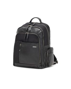 SQUADRA - Zaino Grande Pelle e Nylon-Nero