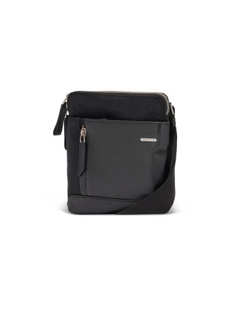 SQUADRA - Tracolla Piatta Piccola Pelle e Nylon - Blu Navy