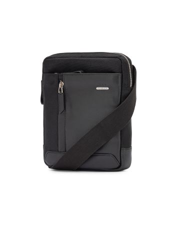 SQUADRA - Tracolla Piccola Pelle e Nylon-Nero